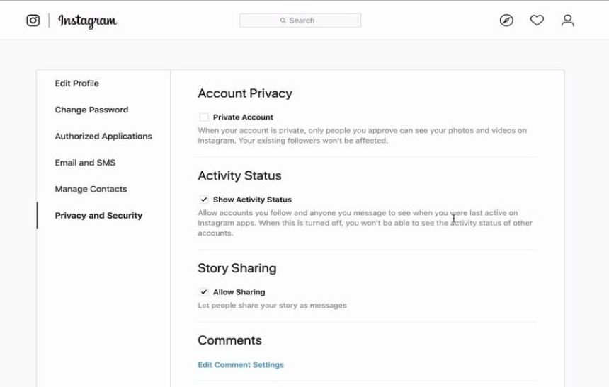 Desktop Instagram active status