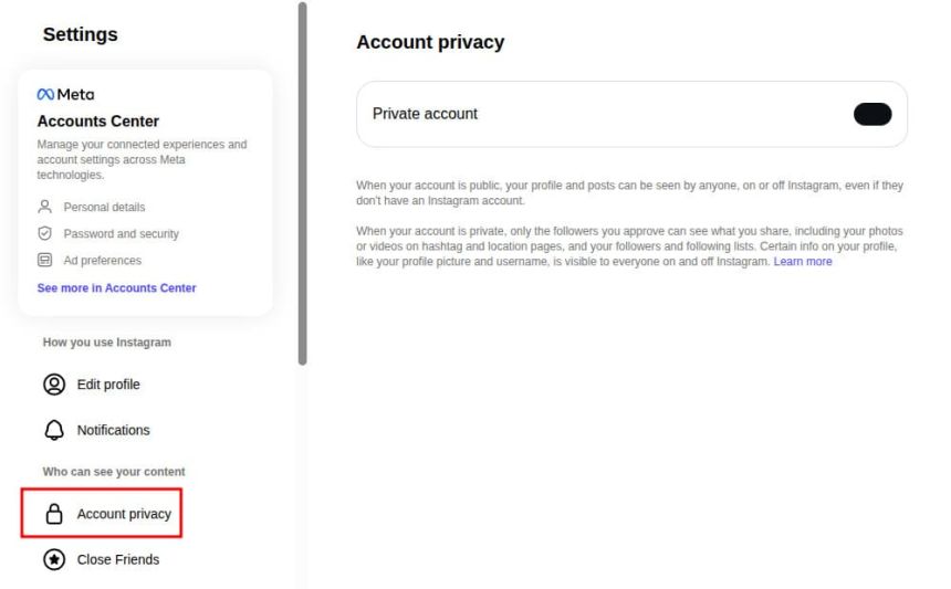 Instagram's Privacy Settings